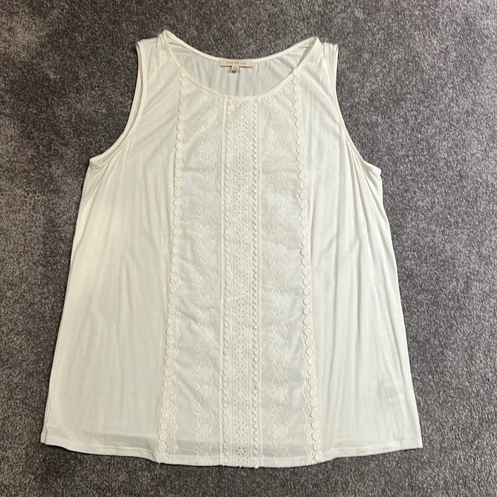 Skies Are Blue Ivory Tank Blouse, sz M